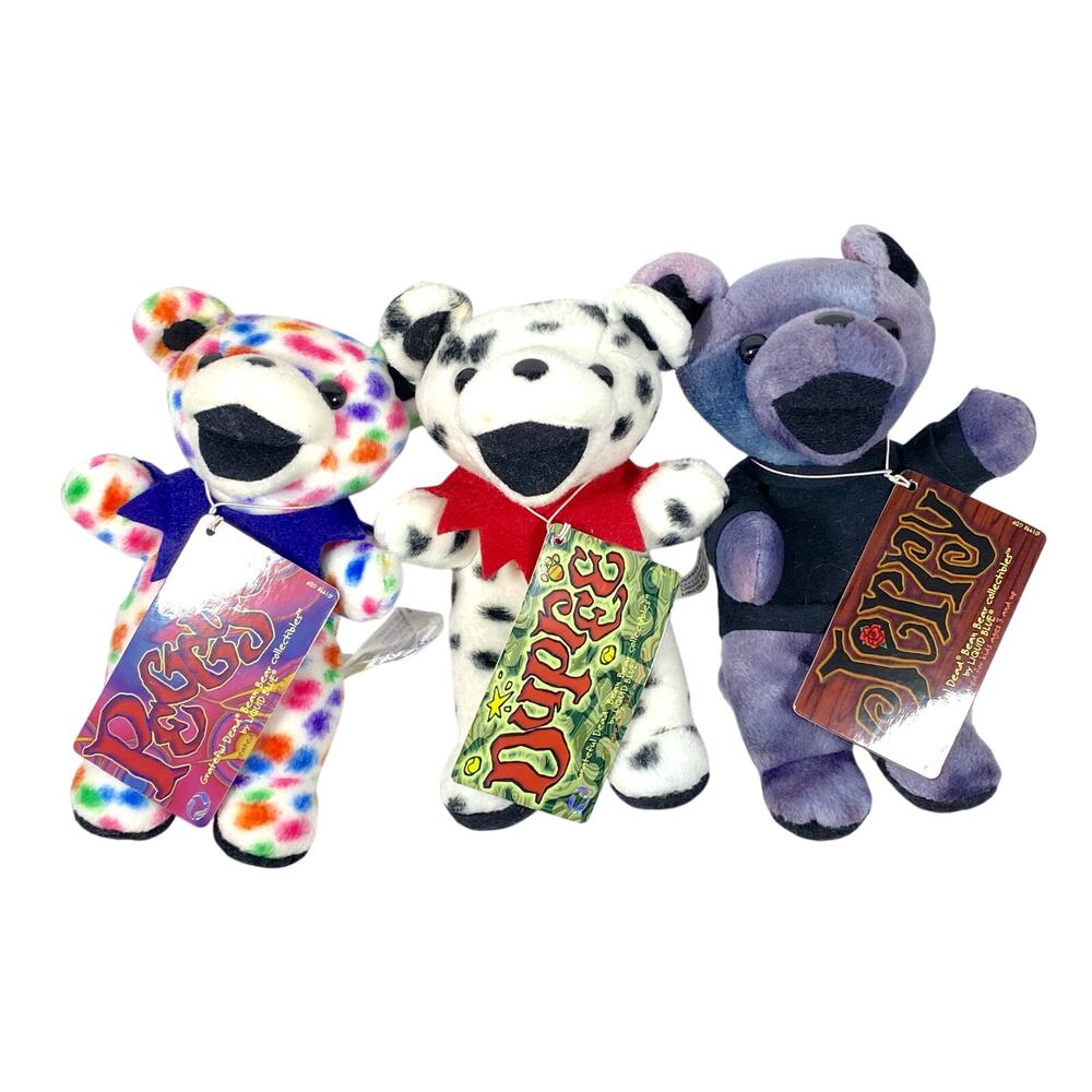 VTG Grateful Dead Bean Bears Plush Liquid Blue Peggy O Dupree Jerry Hang Tags